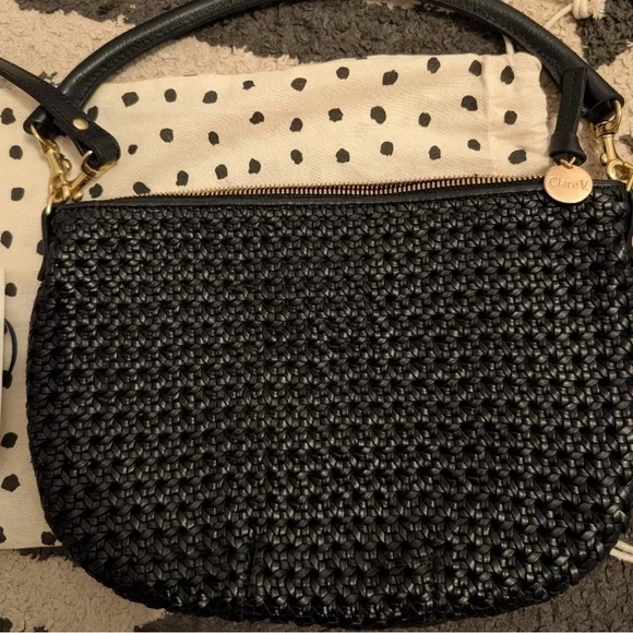 Clare V Petit Moyen Black Rattan Messenger Bag - Picture 7 of 9